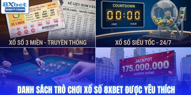 Danh sách trò chơi xổ số 8XBET được yêu thích