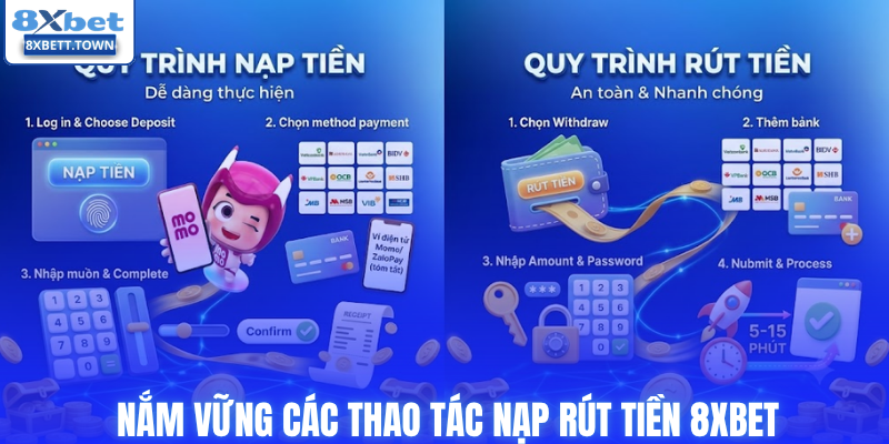 Nắm vững các thao tác nạp rút tiền 8XBET